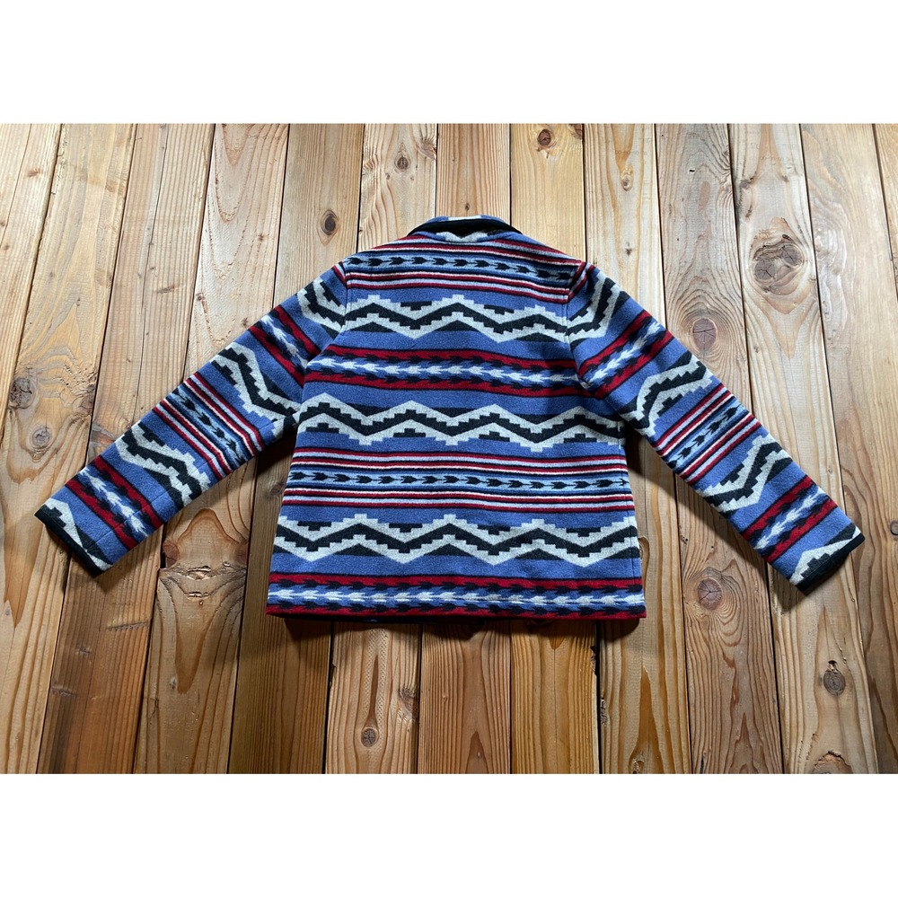 Pendleton Aztec Wool Jacket Womens Large Blue Southwestern Geometric Concho Coat - Picture 2 of 8